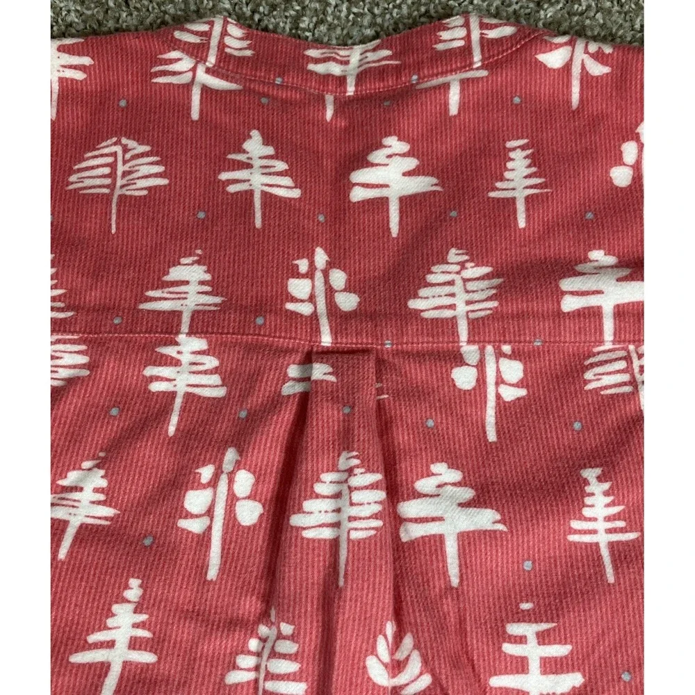 Garnett Hill Red Nightgown w/Pine Trees‎ Women's Size Medium Organic Pima Cotton
